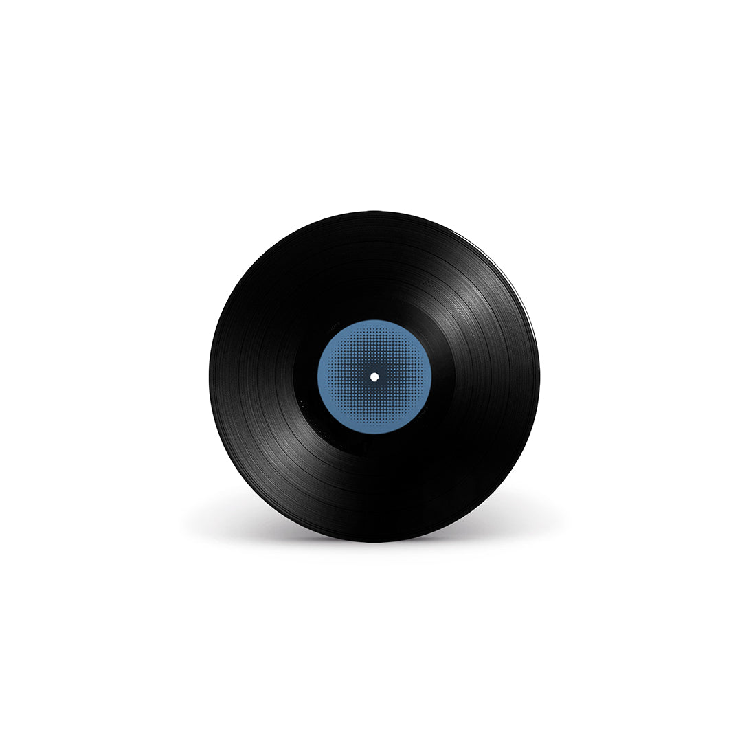 Disco de vinil preto com rótulo central azul da edição Argemiro Patrocínio.