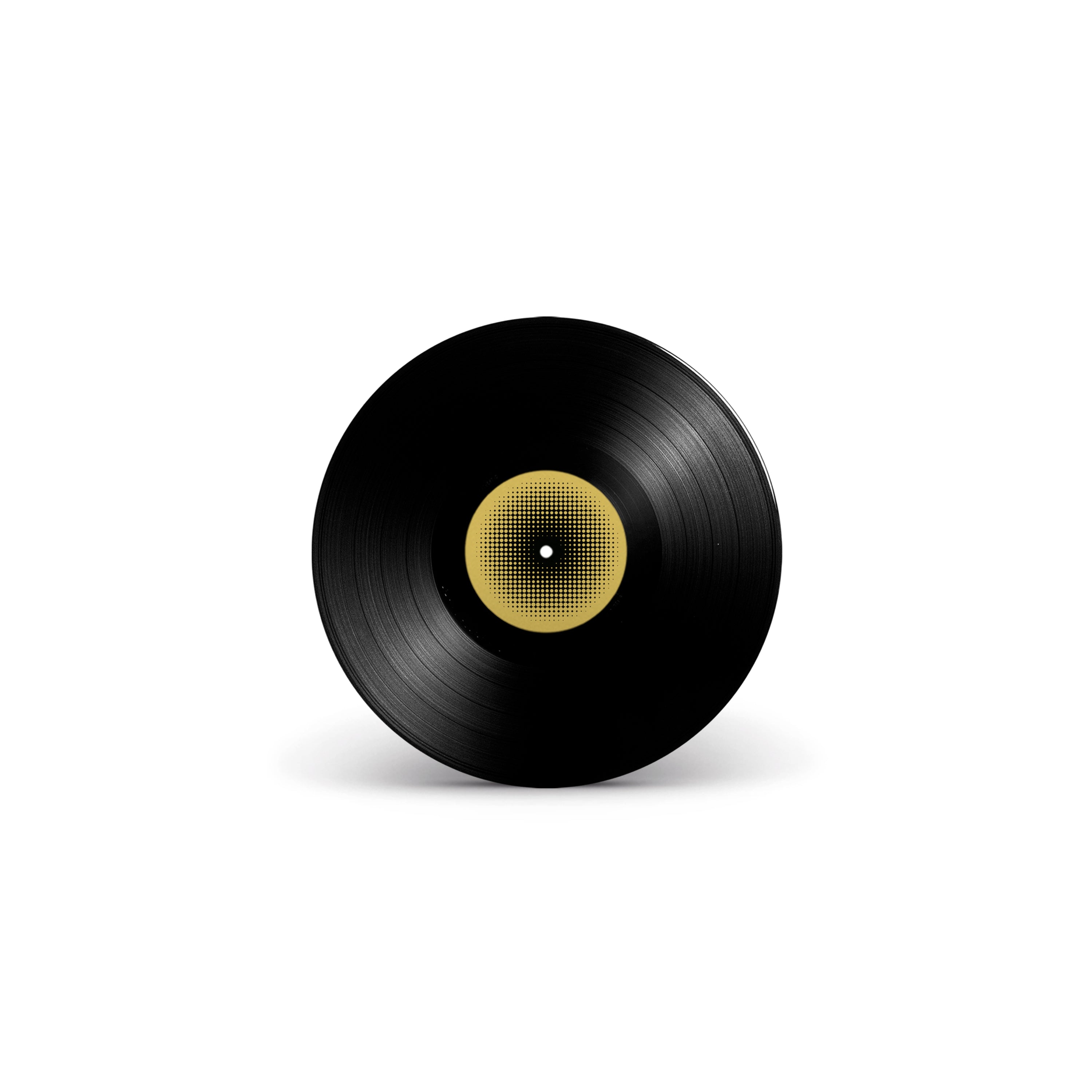 Disco de vinil preto de Depois do Fim do Bacamarte com selo central dourado.