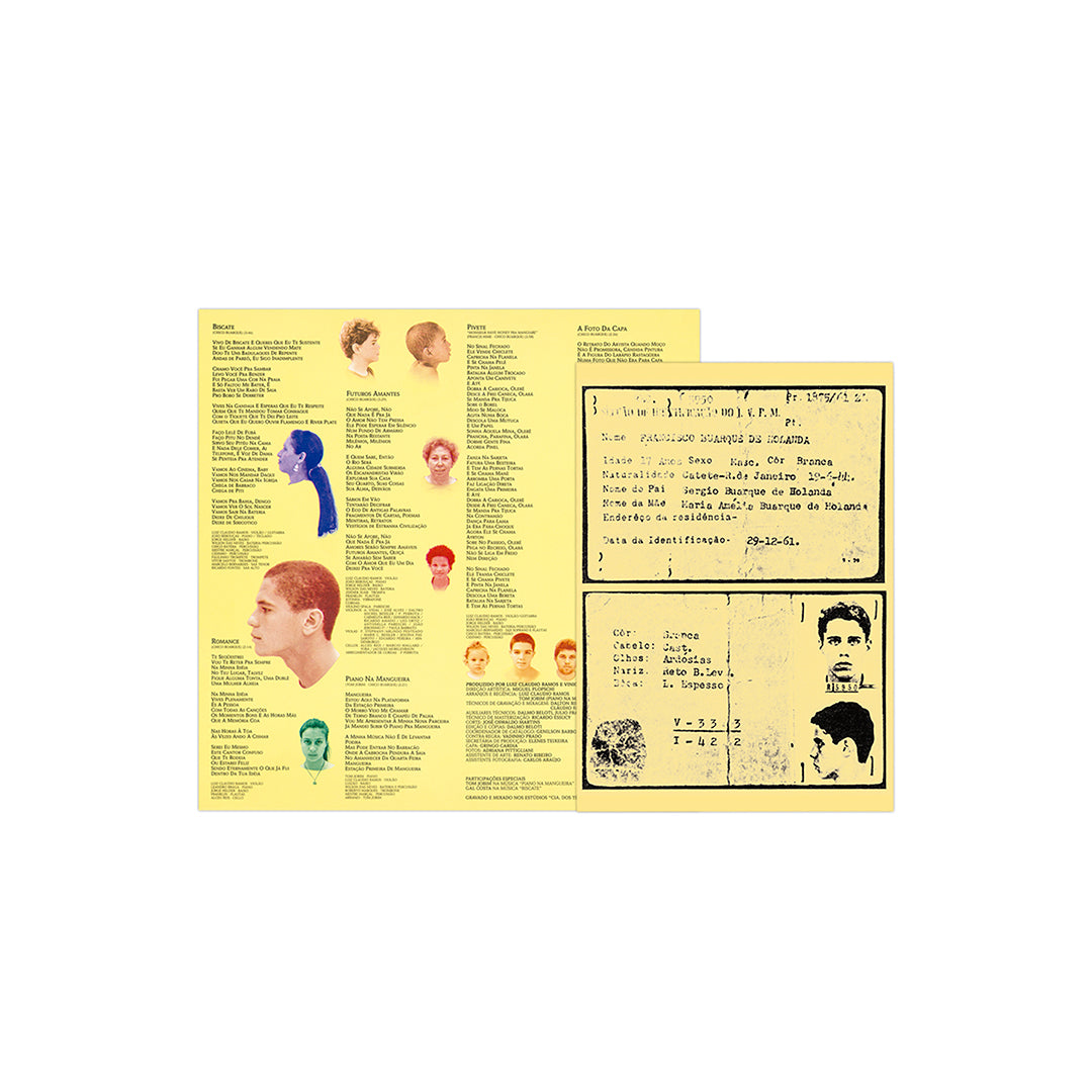 Encarte com letras do álbum PARATODOS de Chico Buarque (disco de vinil).