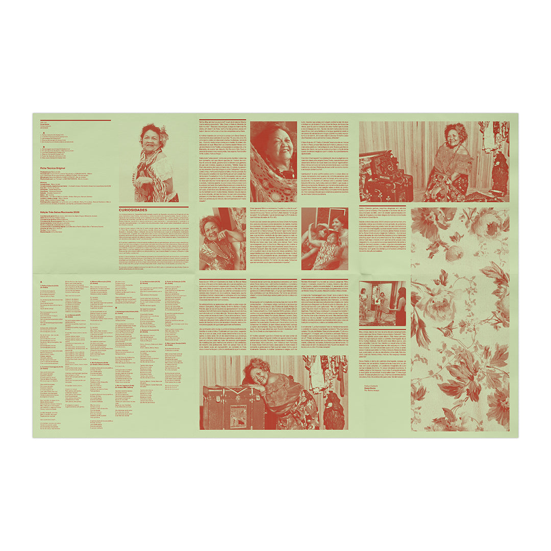 Encarte com letras do álbum Feitiço Caboclo de Dona Onete (disco de vinil).