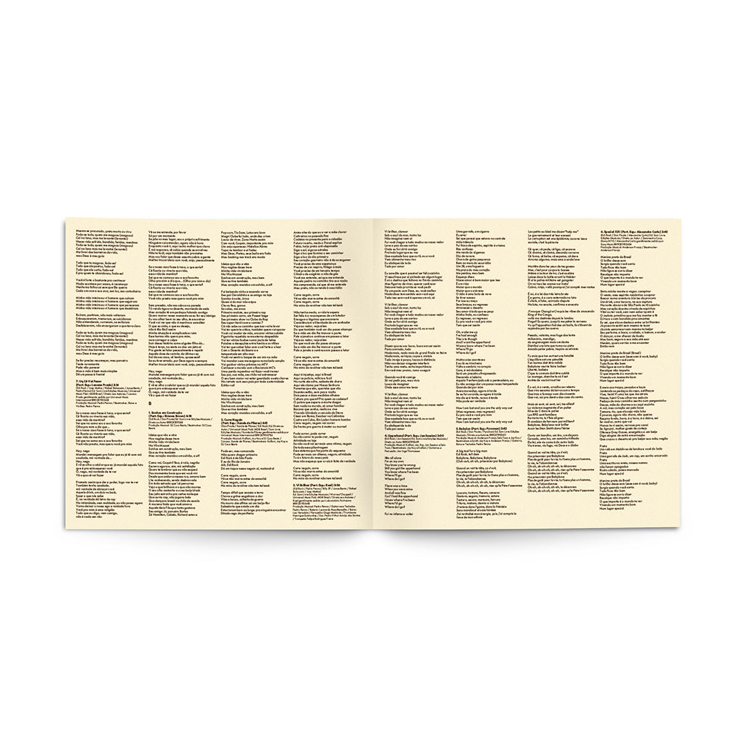 Encarte com letras do álbum Origens de Edi Rock (disco de vinil).