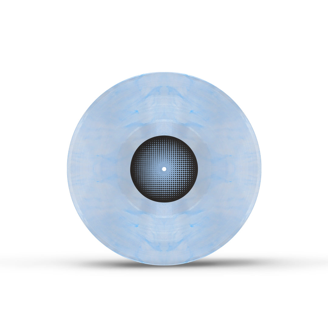 Disco de vinil azul perolado do álbum Pra Gente Acordar - Ao Vivo na Concha Acústica do TCA de Gilsons, isolado sobre fundo neutro.