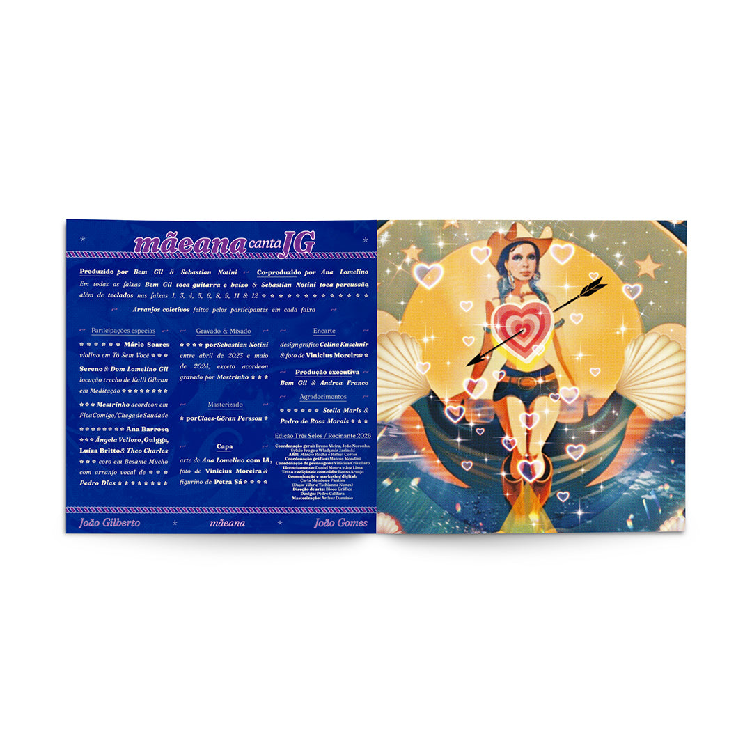 Encarte com letras do álbum "Mãeana canta JG" (disco de vinil).