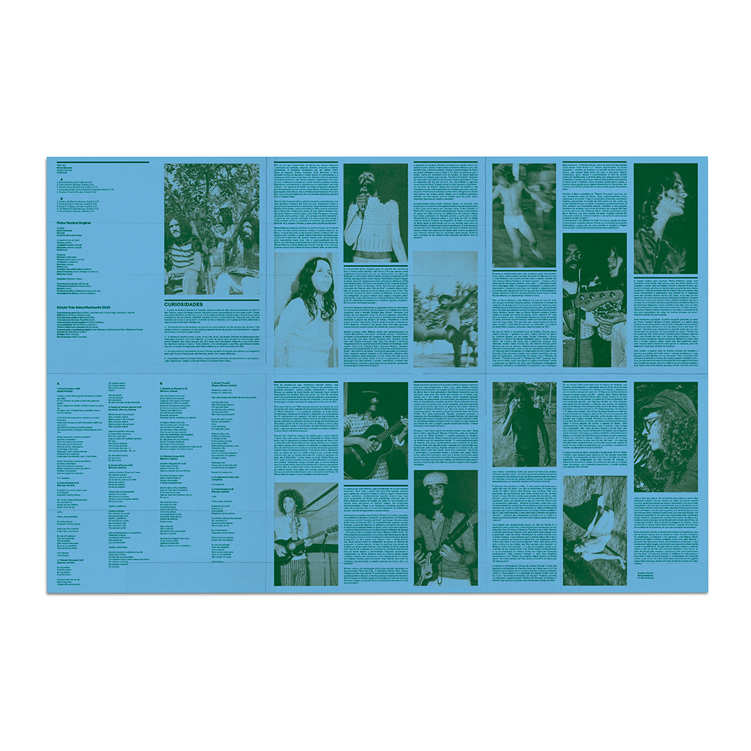 Encarte do álbum Acabou Chorare dos Novos Baianos com letras e créditos visíveis.