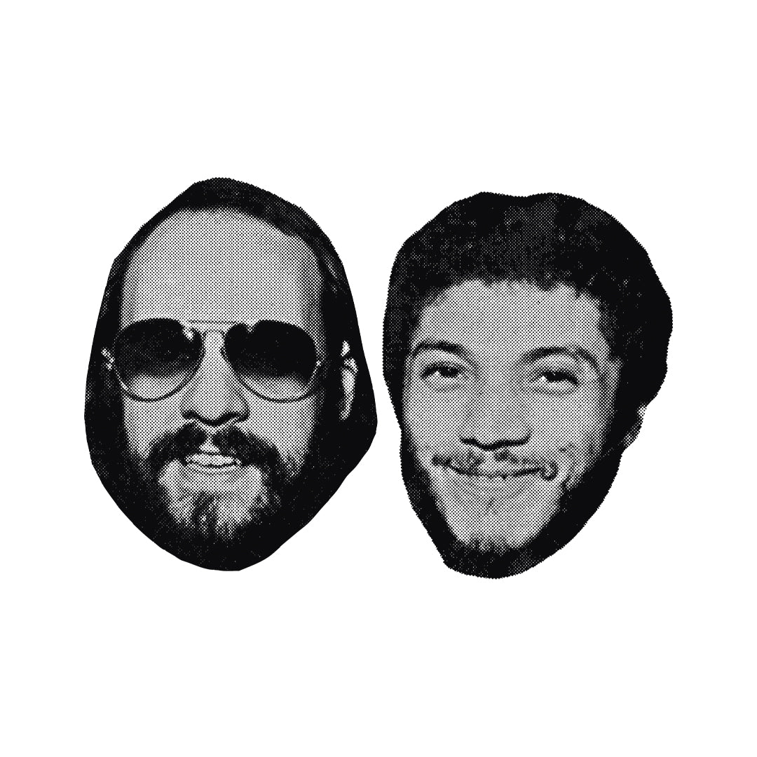 Encarte com dois encartes "mascara" de Robson Jorge e Lincoln Olivetti, retratos nítidos em alta qualidade sobre fundo neutro.