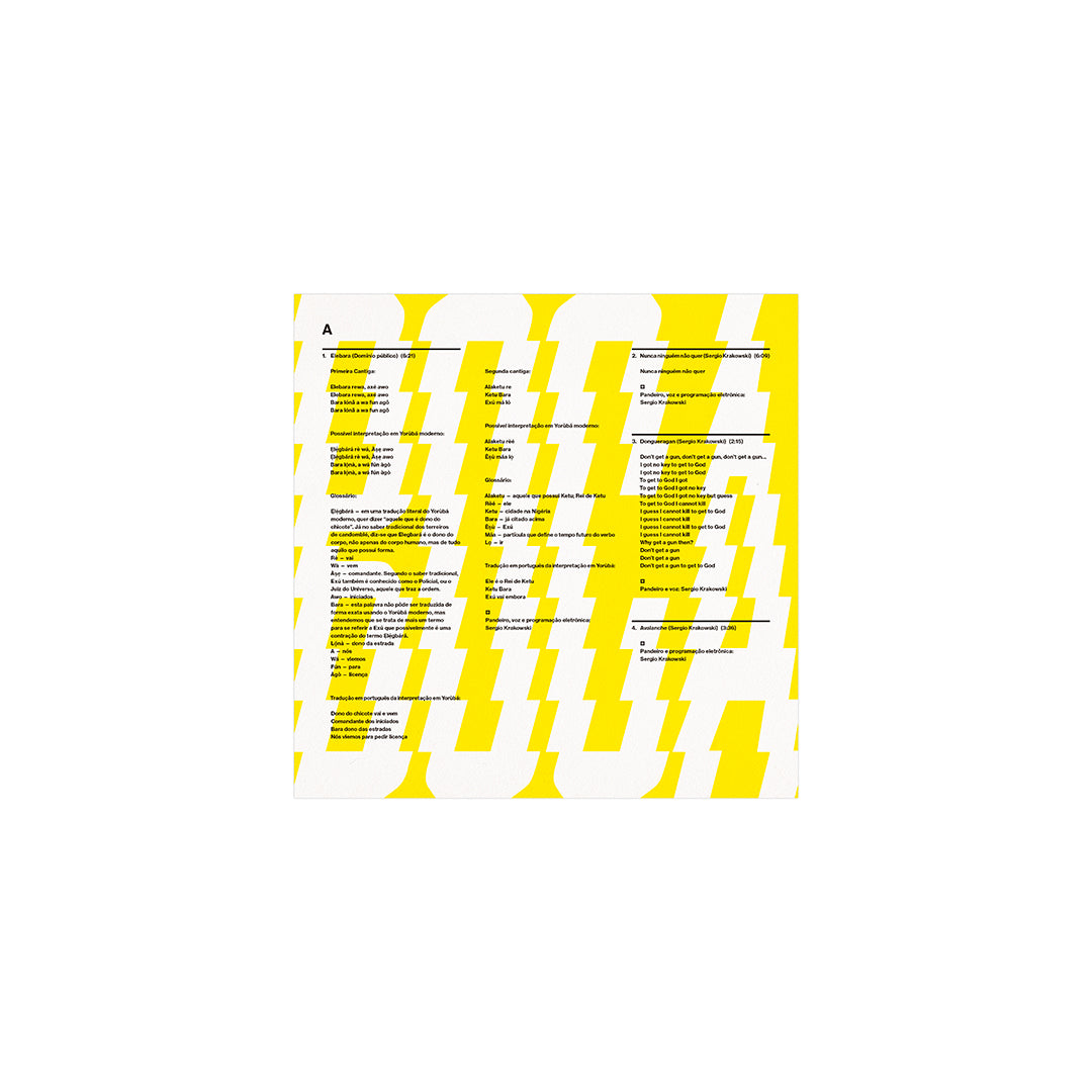 Encarte do LP Boca do Tempo com as letras das músicas nítidas, pronto para leitura.