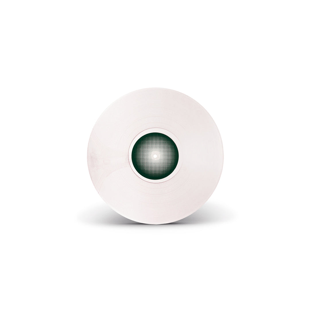 Disco de vinil branco do LP TRACK BAR LISTENING CLUB VOL.1, isolado sobre fundo neutro.